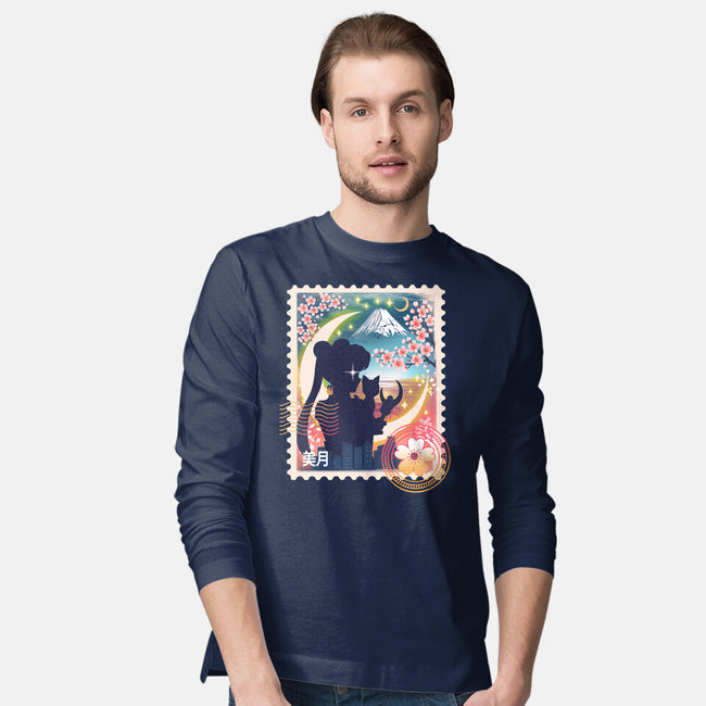 Moon Mail Stamp-Mens-Long Sleeved-Tee-dandingeroz