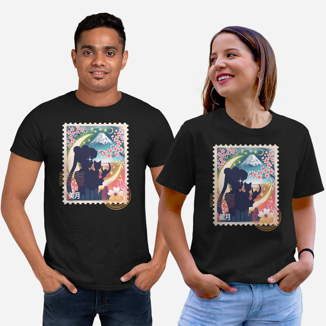 Moon Mail Stamp-Unisex-Basic-Tee-dandingeroz