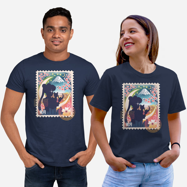 Moon Mail Stamp-Unisex-Basic-Tee-dandingeroz