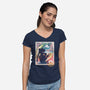 Moon Mail Stamp-Womens-V-Neck-Tee-dandingeroz