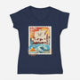 Pirate Mail Stamp-Womens-V-Neck-Tee-dandingeroz