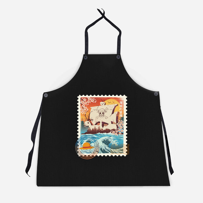 Pirate Mail Stamp-Unisex-Kitchen-Apron-dandingeroz