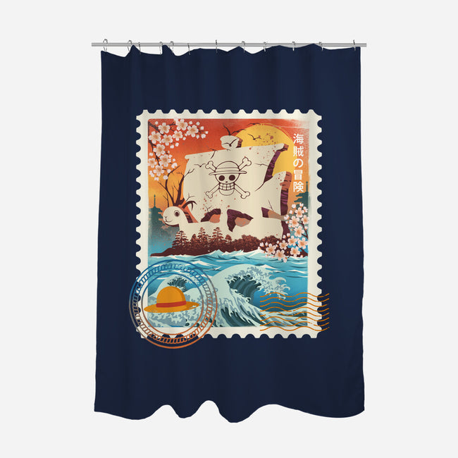 Pirate Mail Stamp-None-Polyester-Shower Curtain-dandingeroz