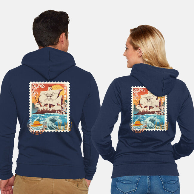 Pirate Mail Stamp-Unisex-Zip-Up-Sweatshirt-dandingeroz