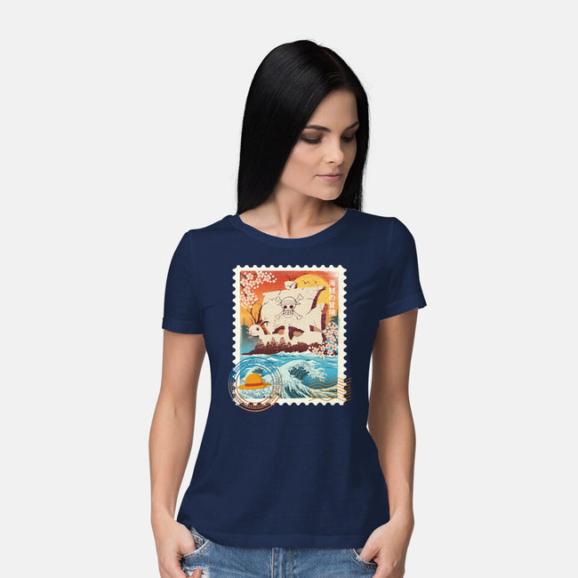 Pirate Mail Stamp-Womens-Basic-Tee-dandingeroz