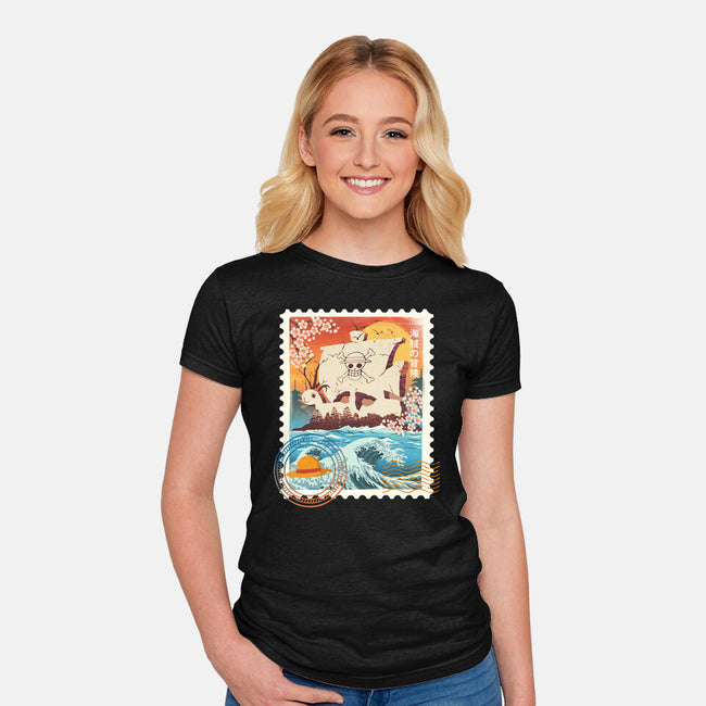 Pirate Mail Stamp-Womens-Fitted-Tee-dandingeroz