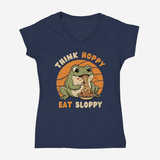 Think Hoppy Eat Sloppy-Womens-V-Neck-Tee-Trendlory