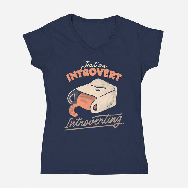 Just An Introvert Introverting-Womens-V-Neck-Tee-eduely
