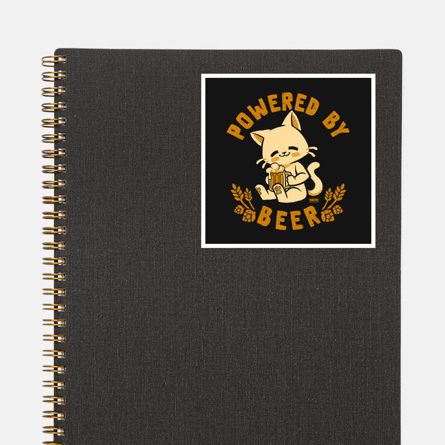 Powered By Beer Cat-None-Glossy-Sticker-worlddominationforcats