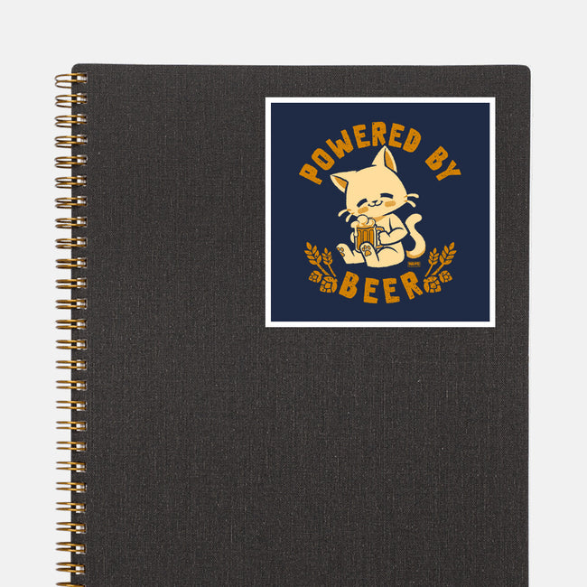 Powered By Beer Cat-None-Glossy-Sticker-worlddominationforcats
