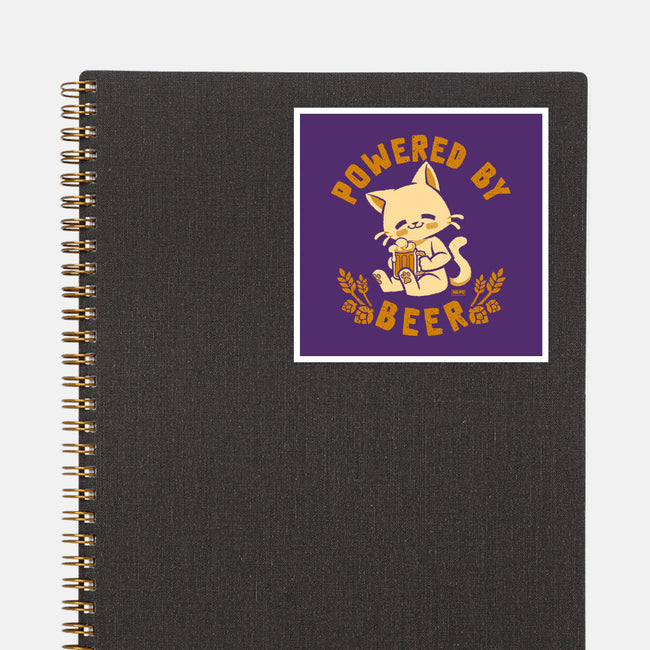 Powered By Beer Cat-None-Glossy-Sticker-worlddominationforcats