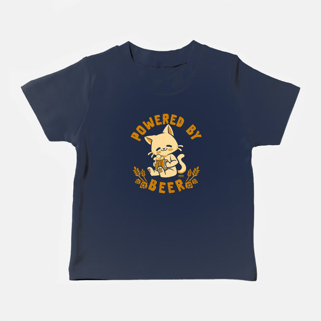 Powered By Beer Cat-Baby-Basic-Tee-worlddominationforcats
