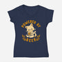 Powered By Beer Cat-Womens-V-Neck-Tee-worlddominationforcats