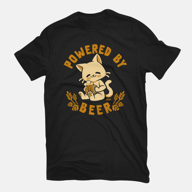 Powered By Beer Cat-Unisex-Basic-Tee-worlddominationforcats