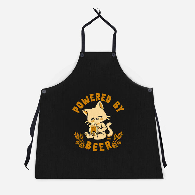 Powered By Beer Cat-Unisex-Kitchen-Apron-worlddominationforcats