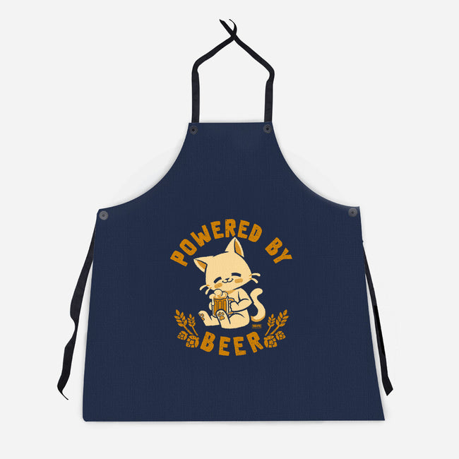 Powered By Beer Cat-Unisex-Kitchen-Apron-worlddominationforcats