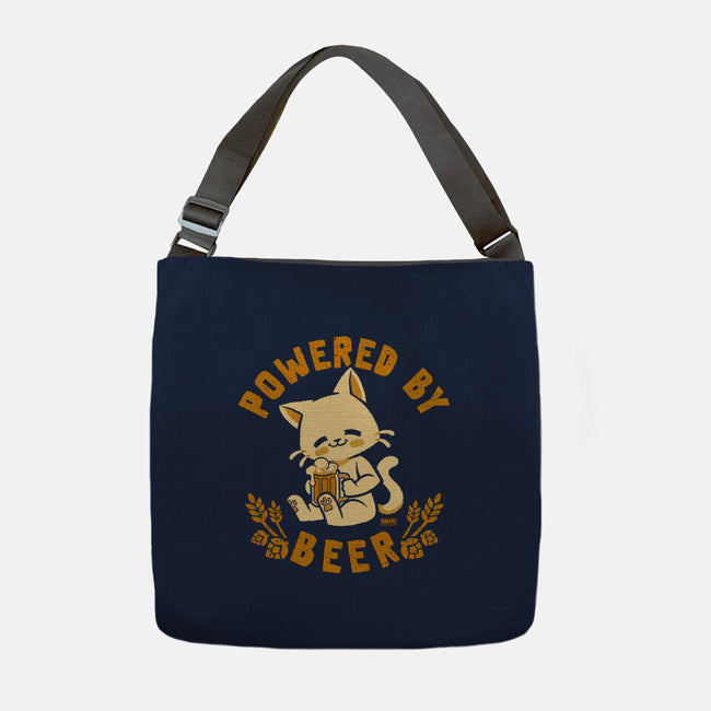 Powered By Beer Cat-None-Adjustable Tote-Bag-worlddominationforcats