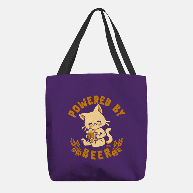Powered By Beer Cat-None-Basic Tote-Bag-worlddominationforcats