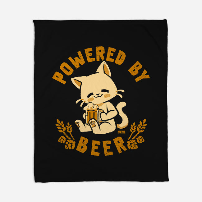 Powered By Beer Cat-None-Fleece-Blanket-worlddominationforcats