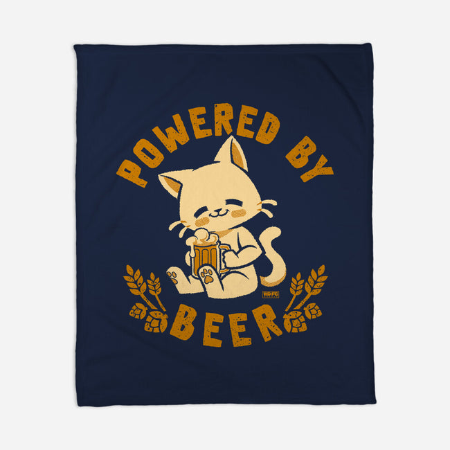 Powered By Beer Cat-None-Fleece-Blanket-worlddominationforcats