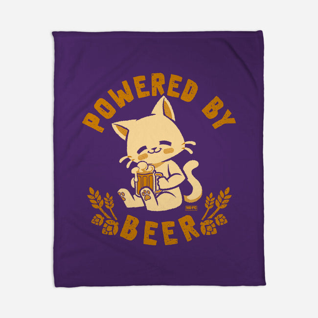 Powered By Beer Cat-None-Fleece-Blanket-worlddominationforcats