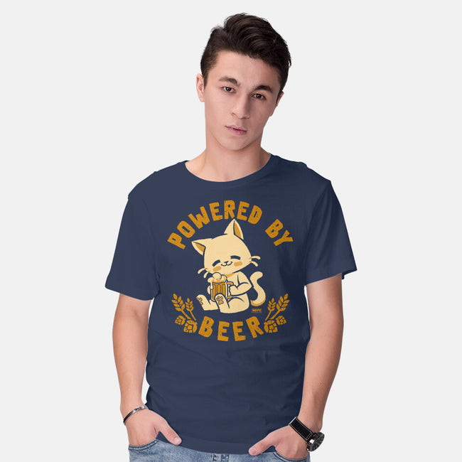 Powered By Beer Cat-Mens-Basic-Tee-worlddominationforcats