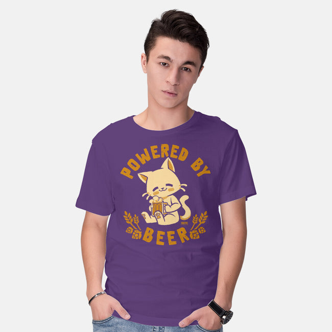 Powered By Beer Cat-Mens-Basic-Tee-worlddominationforcats