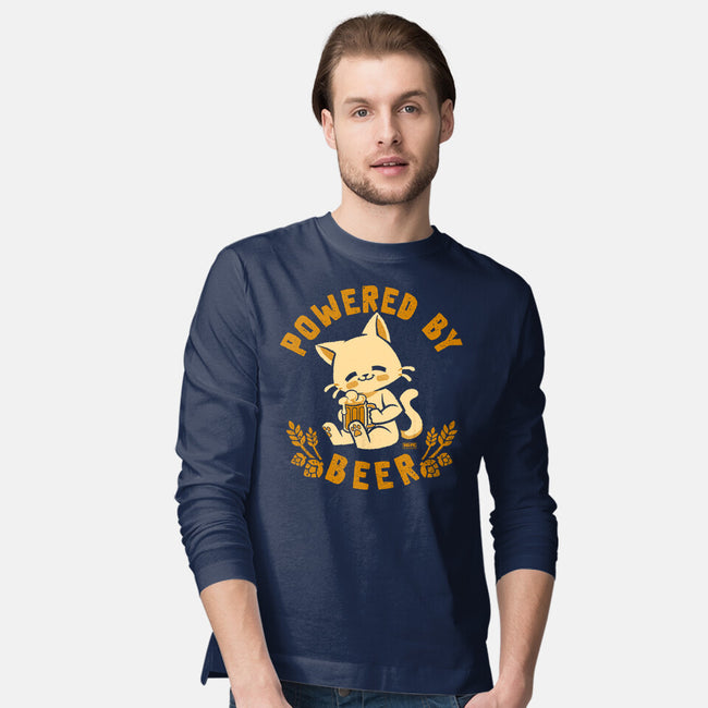 Powered By Beer Cat-Mens-Long Sleeved-Tee-worlddominationforcats