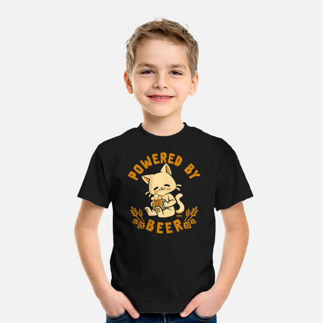 Powered By Beer Cat-Youth-Basic-Tee-worlddominationforcats