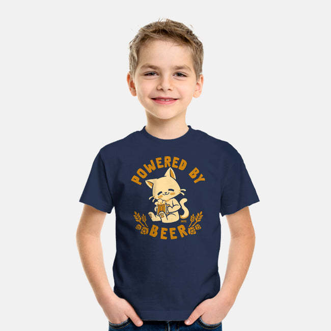 Powered By Beer Cat-Youth-Basic-Tee-worlddominationforcats