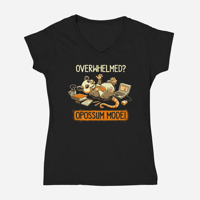 Opossum Mode-Womens-V-Neck-Tee-worlddominationforcats