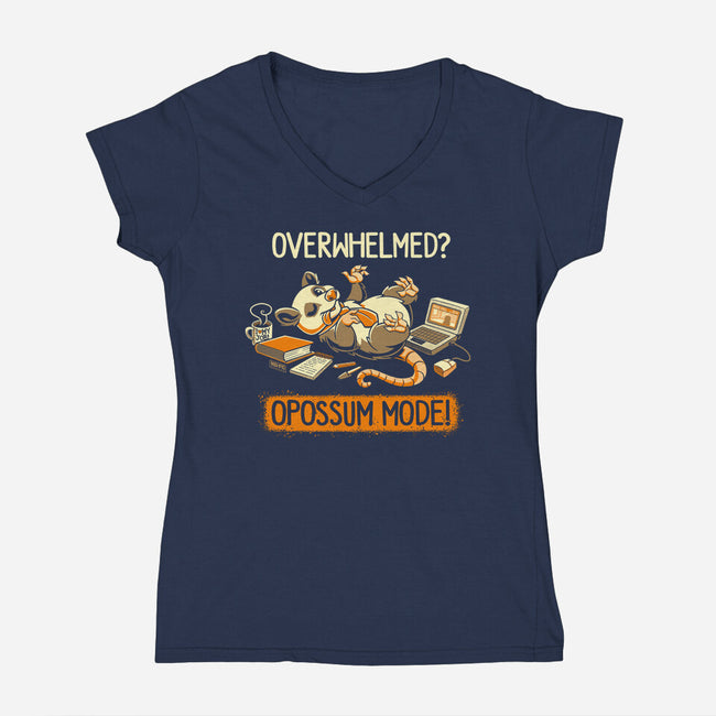 Opossum Mode-Womens-V-Neck-Tee-worlddominationforcats
