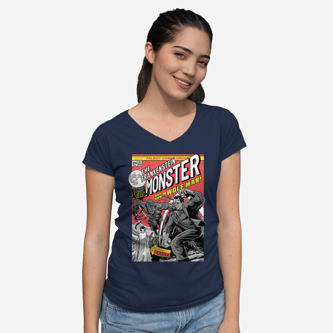 Monster V Wolf-Womens-V-Neck-Tee-boltfromtheblue