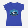 Two Whales Diner Crest-Womens-V-Neck-Tee-LAGELANTEE