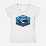 Two Whales Diner Crest-Womens-V-Neck-Tee-LAGELANTEE