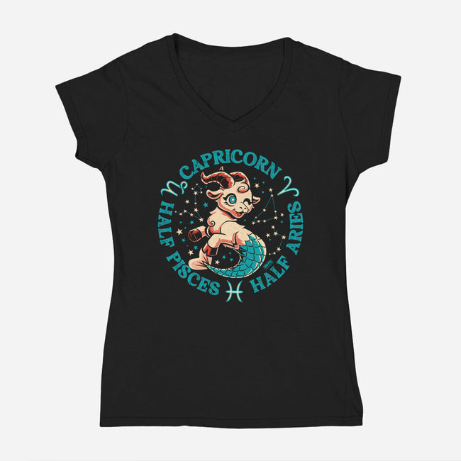 Half Pisces Half Aries-Womens-V-Neck-Tee-worlddominationforcats