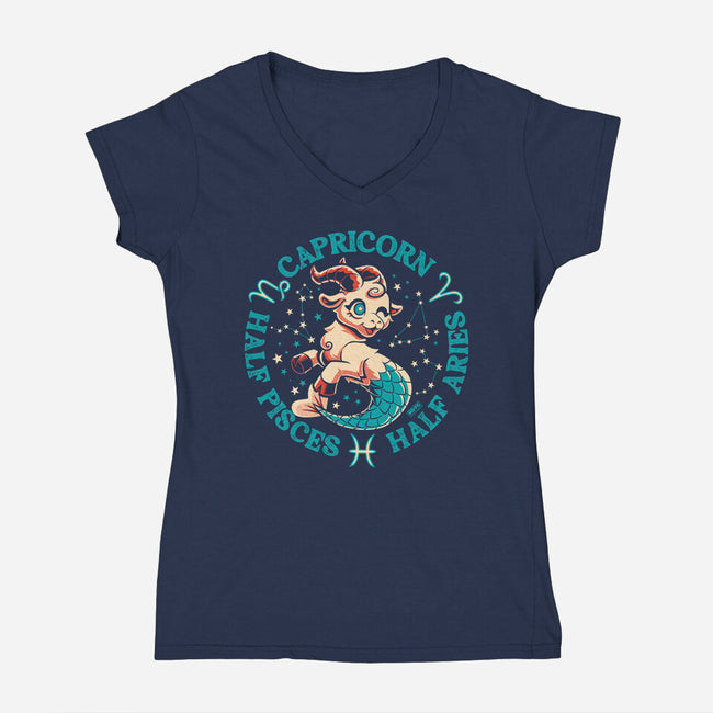 Half Pisces Half Aries-Womens-V-Neck-Tee-worlddominationforcats