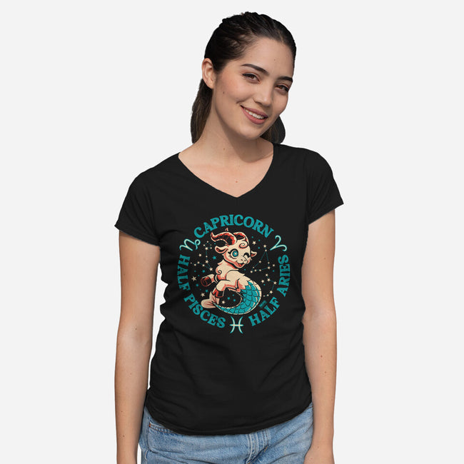 Half Pisces Half Aries-Womens-V-Neck-Tee-worlddominationforcats