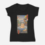 Onsen Cat Meowster-Womens-V-Neck-Tee-vp021