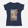 Onsen Cat Meowster-Womens-V-Neck-Tee-vp021