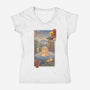 Onsen Cat Meowster-Womens-V-Neck-Tee-vp021