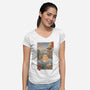 Onsen Cat Meowster-Womens-V-Neck-Tee-vp021