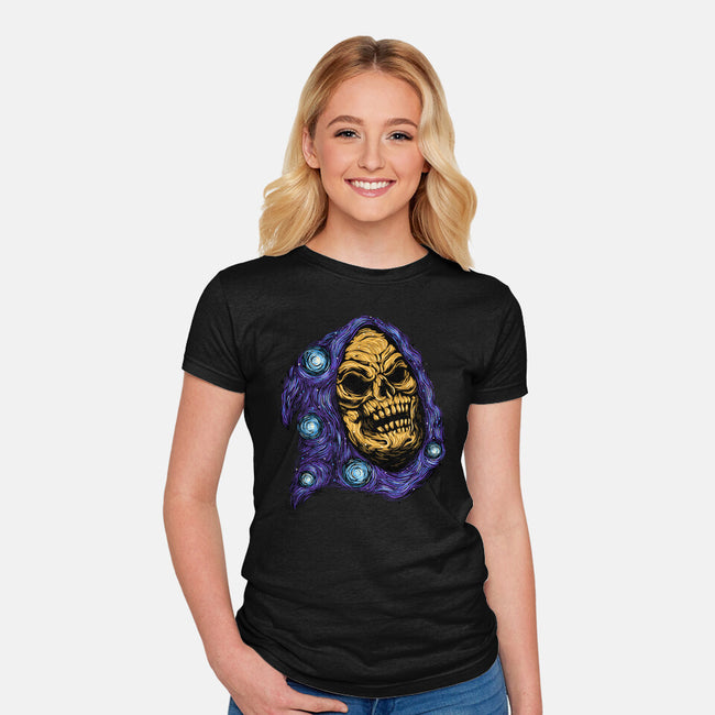 Starry Night Of Doom-Womens-Fitted-Tee-glitchygorilla