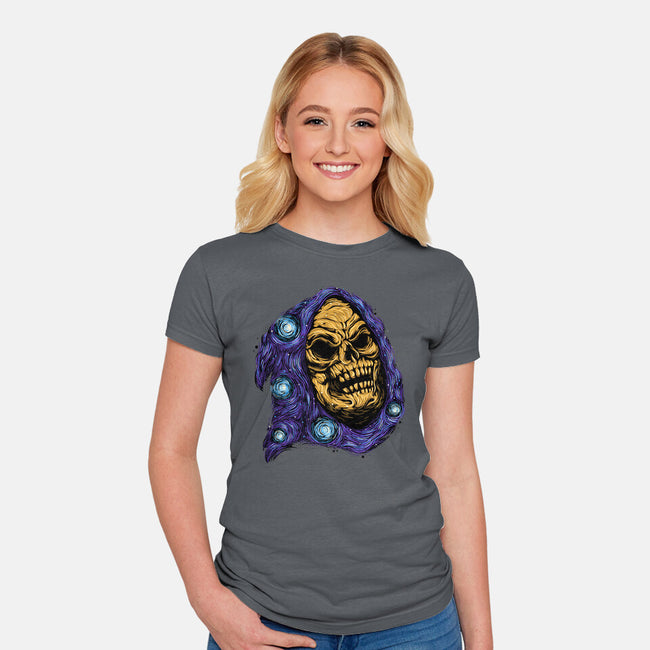 Starry Night Of Doom-Womens-Fitted-Tee-glitchygorilla