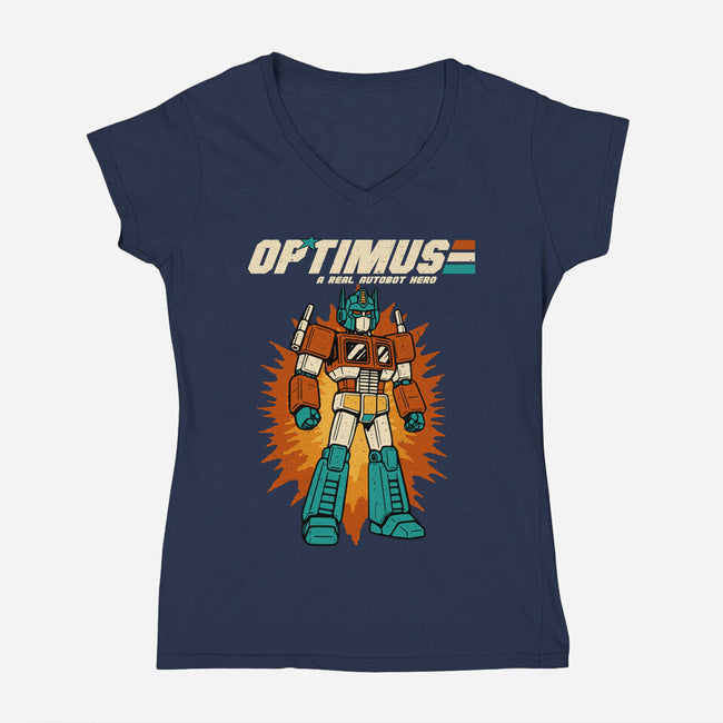 A Real Autobot Hero-Womens-V-Neck-Tee-Melonseta