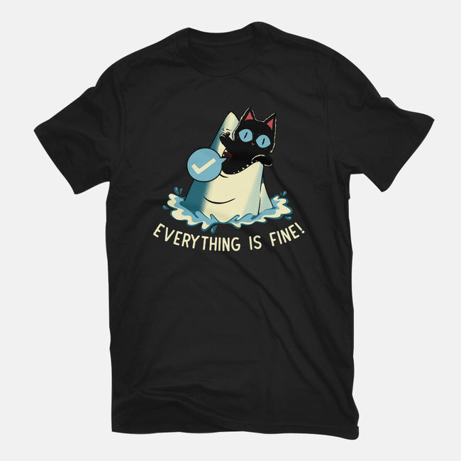 Everything Is Fine Shark Attack-Womens-Fitted-Tee-tobefonseca