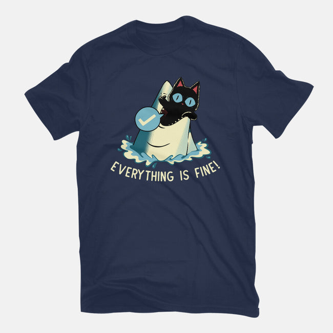 Everything Is Fine Shark Attack-Womens-Fitted-Tee-tobefonseca