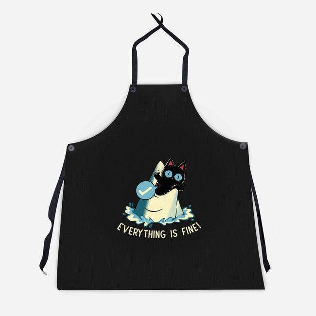 Everything Is Fine Shark Attack-Unisex-Kitchen-Apron-tobefonseca