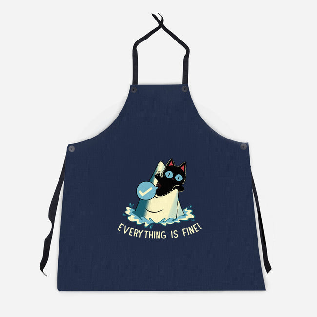 Everything Is Fine Shark Attack-Unisex-Kitchen-Apron-tobefonseca