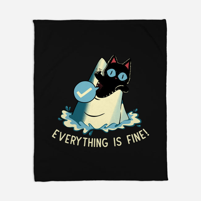 Everything Is Fine Shark Attack-None-Fleece-Blanket-tobefonseca